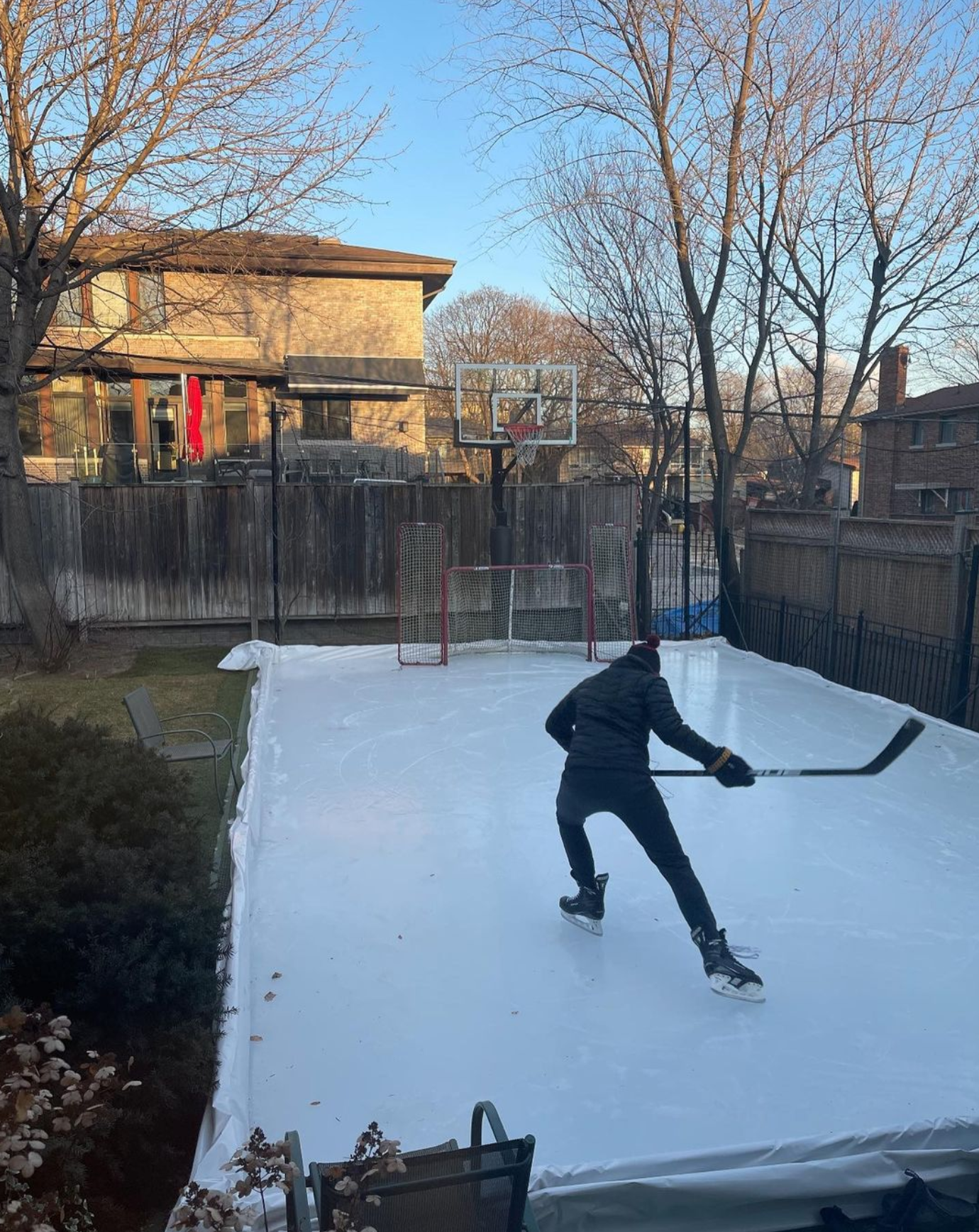 Backyard ice skating rinks